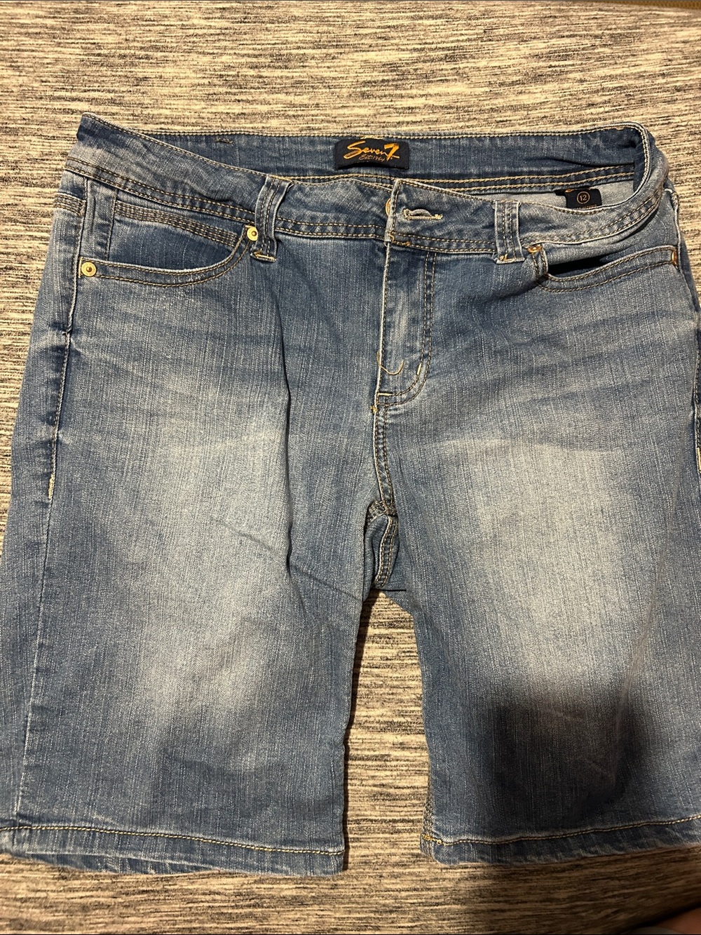 Seven7 Faded Light Blue Denim Bermuda Shorts